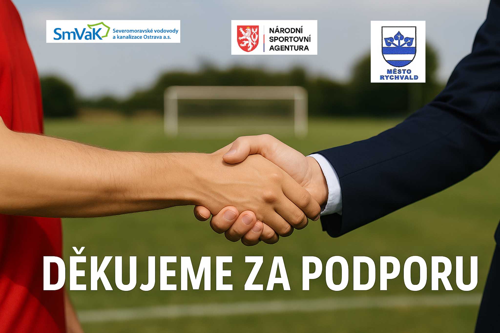 Symbolické podání ruky na hřišti – TJ Baník Rychvald děkuje sponzorům za podporu sportu